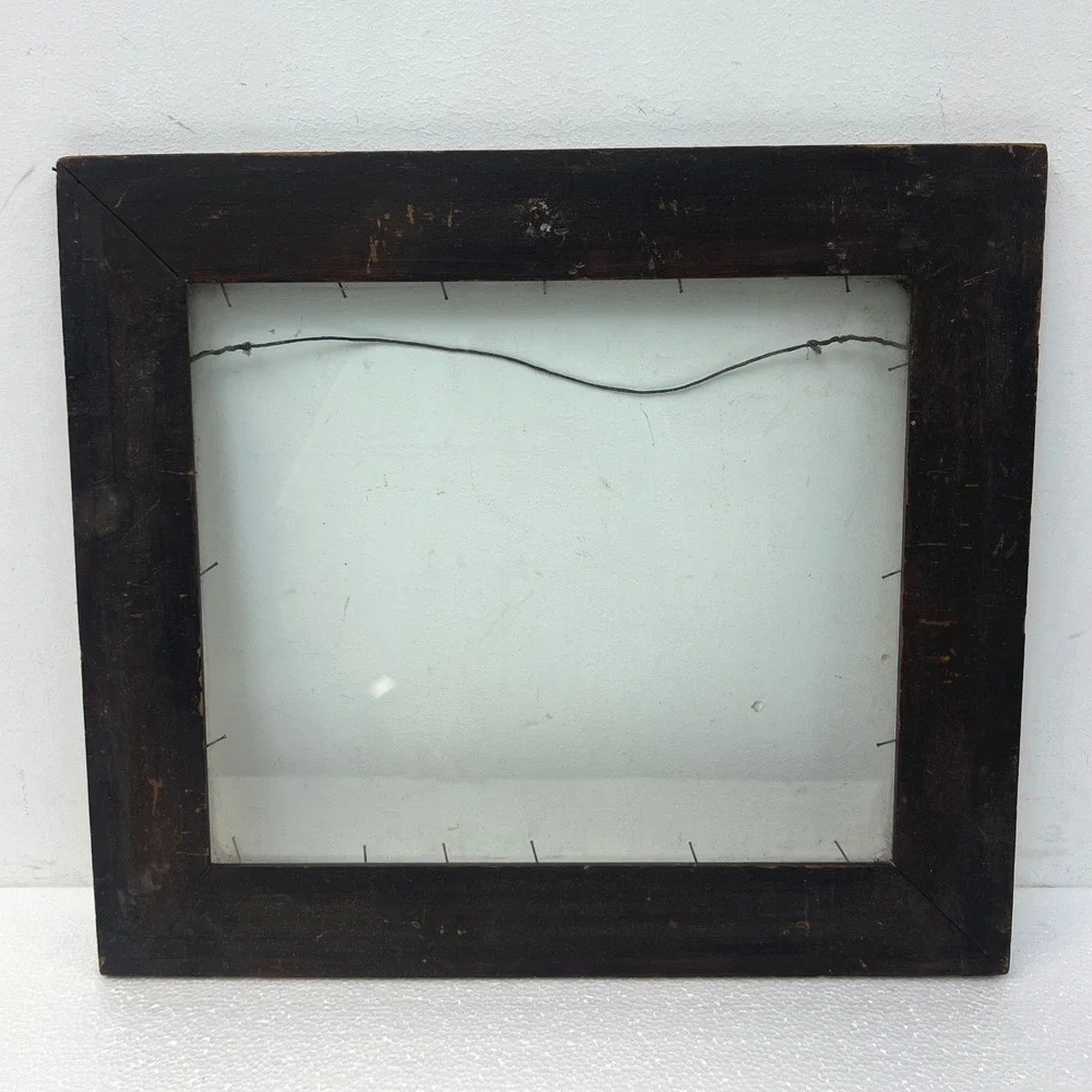 Antique Wood Picture Frame Rustic Dark Brown Farmhouse Art Fits 12x14 Photo